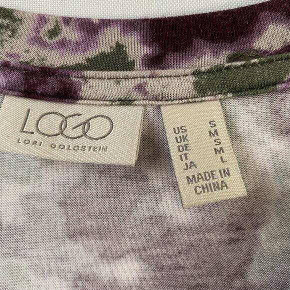 LOGO by Lori Goldstein Jamie Tunic Top Women Size S  Purple‎ Camo Lagenlook - Picture 5 of 9